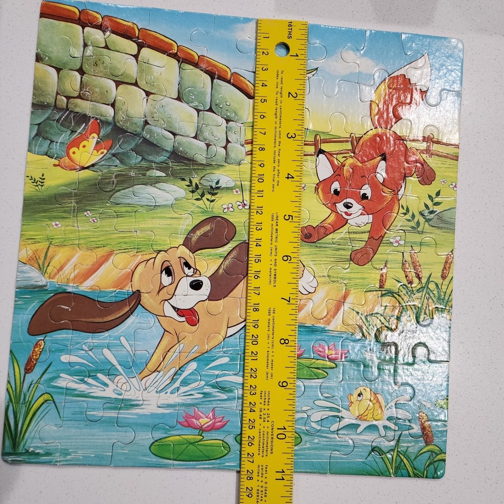 VTG Disney Fox And The Hound Jigsaw Puzzle Waddingtons 64 Pieces Kids with BOX - Picture 7 of 14